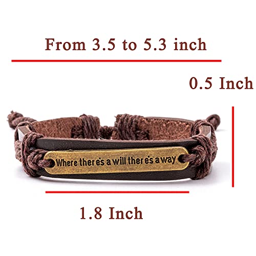 Akfsinsb Leather Wrap Bracelet，Vintage Handmade Adjustable Bracelet For Women & Men, Retro Wrist Band Hand Chain Jewelry Valentine's Day Gifts #TOP3