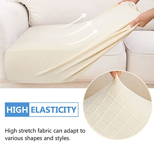 Hyha Couch Cushion Covers, Replacement Sofa/Chair Cushion Covers Stretch, Diamond Lattice, Thick Jacquard Fabric, Soft Sofa Seat Covers, Couch Cushion Covers For Sectional (3Pc, Beige) #TOP2
