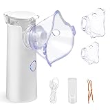 Nebulizador Portátil para Niños y Adultos, Inhalador de Aerosol Nebulizador Silencioso, Velocidad de Atomización Ajustable, con Boquilla y 2 Máscaras ,Recargable por USB, Sin Batería