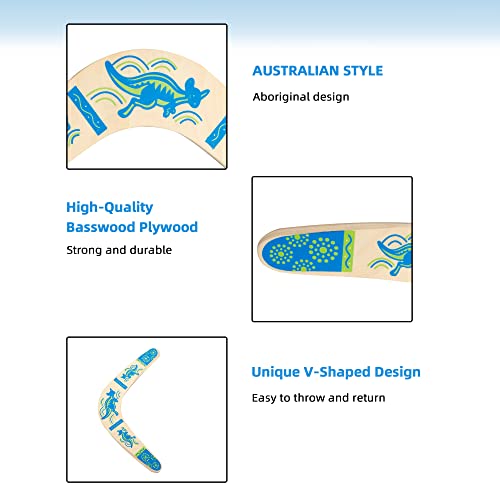Inborntrait Boomerang For Kids, Australia Style Handmade Wooden Authentic Boomerang, V-Shaped Returning Boomerang For Ages Above 10 Years Old Kids And Adult- Blue #TOP3