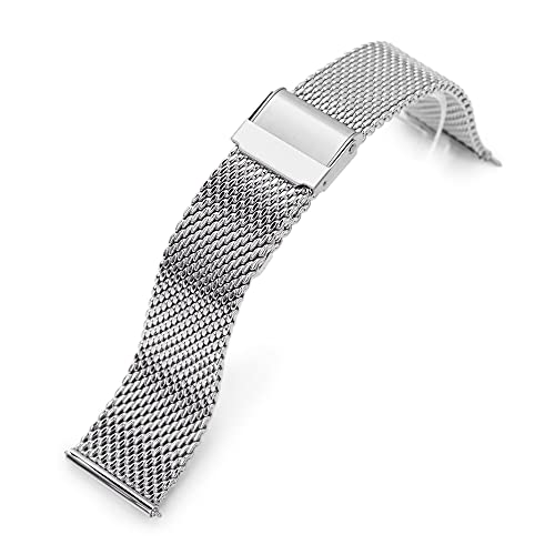 Maille milanaise effilée 22mm MiLTAT acier poli pour montre