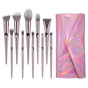 10Pcs Pink Makeup Brush Set Foundation Concealer Eye Shadow Contour Beauty Makeup Brush Tool Pink Makeup Tool Makeup Learning Brush Set
