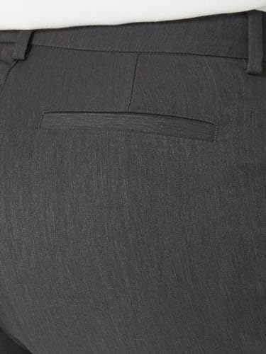 Wrinkle Free Relaxed Fit Straight Leg Pant, 12 Short, Charcoal Heather