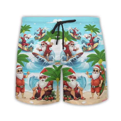Christmas in July Mens Swim Trunks - Tropical Christmas Hawaiian Mens Swim Short Beach Shorts TU-SH-58
