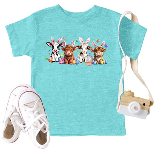 Image of Ithalt Kids Easter Shirts for Girls Cute Bunny Graphic Tshirt Easter Long Sleeve Tops 5-14y