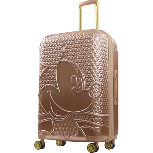 FUL Disney Mickey Mouse 30 Inch Rolling Luggage Hardshell Suitcase with Spinner Wheels Rose Gold