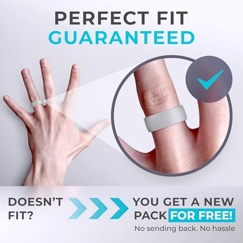Image of ThunderFit Silicone Rings for Him and Her, Rubber Engagement Bands Unisex - 1 /4 /5 /7 /8 Variety Multipack