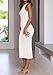 HAEOF Women's 2025 Summer Bodycon Midi Dress Casual Sleeveless Ribbed Back Slit Party Graduation Date Work Dresses(White, XL)