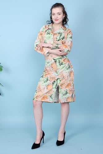 Image of AMOLDO Denim Printed Co-Ord Set For Women | 2 Piece Denim Co-Ord