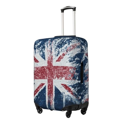 Blue Background British Flag Durable Luggage Cover Suitcase Protector Anti-Scratch Luggage Cover Fits 18-32inch Luggage, Black, M2