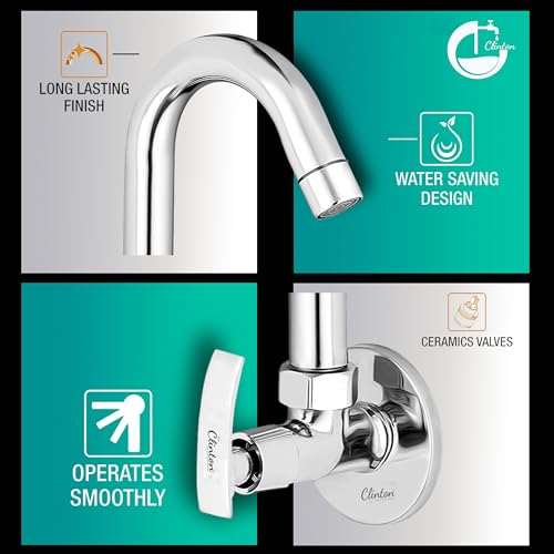 Image of CLINTON Kitchen Faucet with 360 Swivel Spout | Chrome Finish, Silver