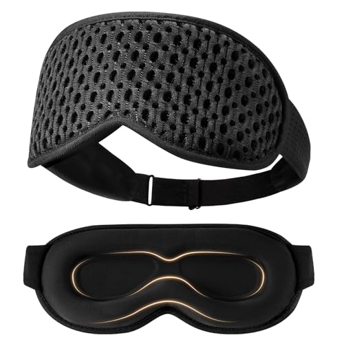 Mixiba 3D Contoured Sleeping Mask for Women Men, Soft Zero Pressure Eye Masks, Light Blocking Sleep Mask, Eyelash Friendly, Adjustable Eye Mask for Travel Essentials