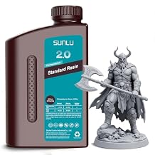 SUNLU Upgraded Standard 2.0 Photopolymer 3D Printer Resin 405nm UV-Curing Resin, Higher Precision, Stronger Toughness, Grey 1000G