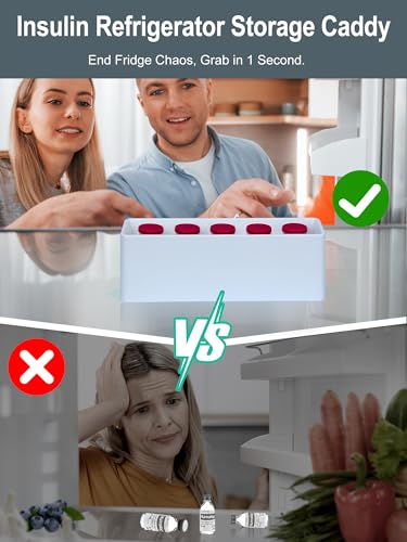 YOUSHARES Insulin Vial Case Fridge Holder - Stackable Storage Caddy Peptide Vials Protector, 5-Slots Diabetes Supplies O - Additional View