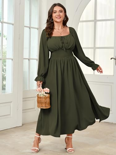 Image of SHESTARR Women's Plus Size Dress Long Sleeve Milkmaid Dress