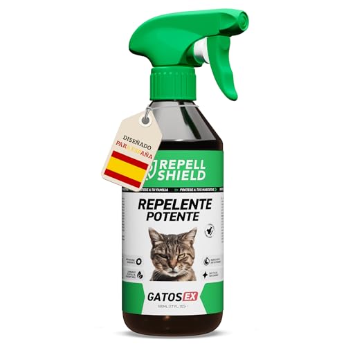 RepellShield® Spray Repelente Gatos - Ahuyentador de Gatos Exterior e Interior - 500ml - Anti Arañazos y Antiorines Gatos para Sofás - Fórmula Natural Sin Manchas - Seguro para Niños y Mascotas