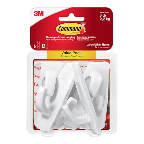 3M Command Large Utility Hooks Holds Up To 2.2kg 1/Pack