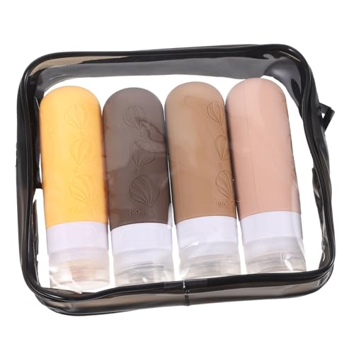 SILENRADAWN 4個 シリコン製トラベルボトル 収納ポーチ付き 軽量詰め替え容器 シャンプー ローション コンディショナー対応 旅行用携帯便利