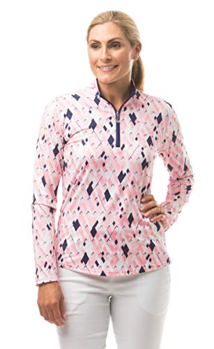 SanSoleil Women's SolCool UV 50 Long Sleeve Mock Top - Small - Carlyle Pink