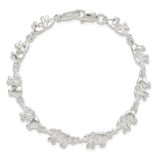 IceCarats 925 Sterling Silver Elephants Chain Charm Bracelet
