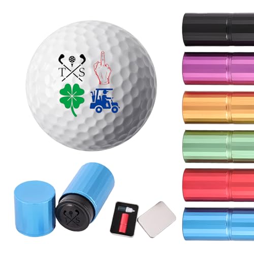 JONZIN Golf Ball Stamp Personalised, Custom Golf Ball Self-ink Marker Stamp with Initials Name or Text, Golf Gifts for Golfers, Dad, Husband, Men, and Friends (Style 6)