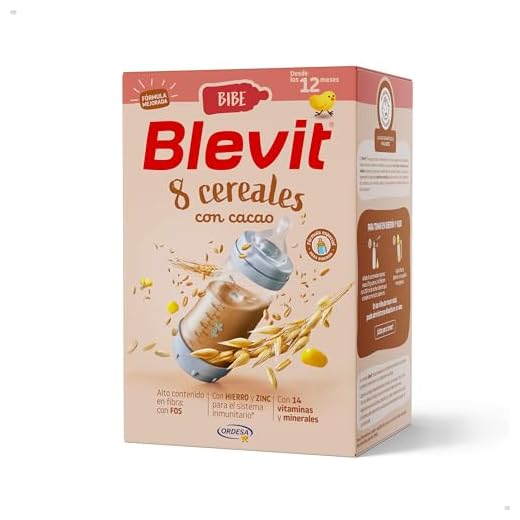 Blevit Bibe 8 Cereales con Cacao | 500g | Papilla para Bebé desde los 12 meses - 14 Vitaminas y Minerales