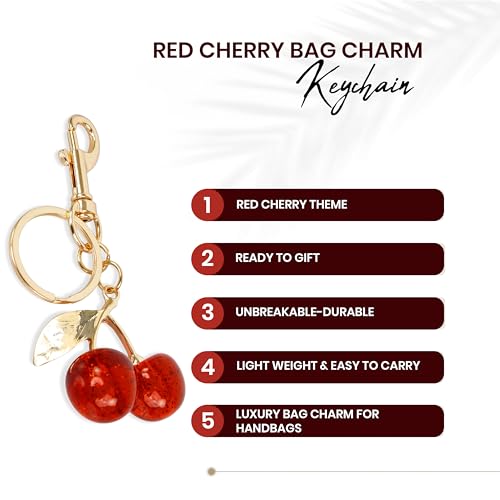 Image of Storite Elegant Cherry Bag Charm Cute Acrylic Handbag Pendant | Purse Keychain Accessory, For Women & Girls