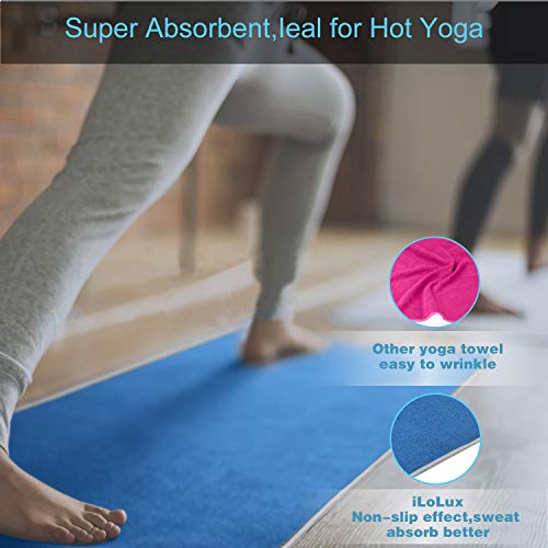 image for iLoLux 2pcs Non Slip Hot Yoga Towel with Microfiber Super Absorbent,Co