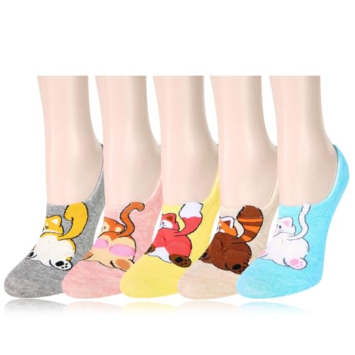 Image of Benefeet Sox Funny No Show Socks Womens Girls Fun Animals Novelty Low Cut Socks Cute Crazy Sock Non Slip Christmas Gifts