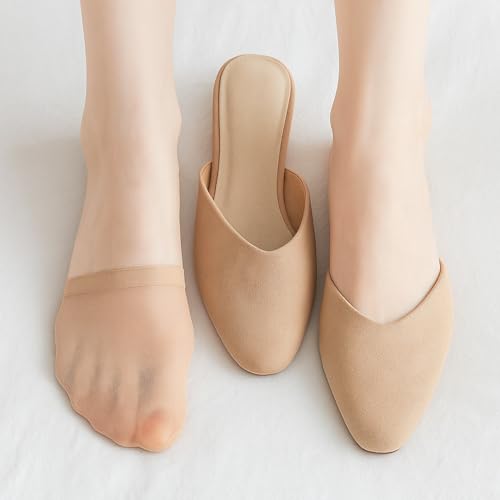 Toe Toppers No Show Liner Half Socks 8Pairs Toe Topper Socks for Women Sock for Mules Seamless Grip Non Slip Hidden Covers for Mules Half Covers Invisible Non Slip Sock for Clogs Footies4