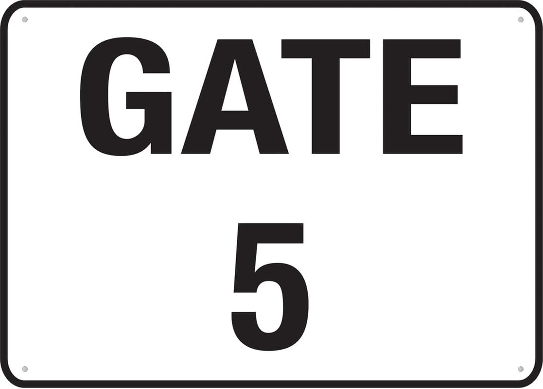 Gate 5 Sign 8x12 Inches Metal Metal Aluminum Tin Sign Signs, Weather Resistant, Weatherproof, Indoor Or Outdoor