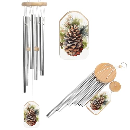 Outdoor Wind Chimes, Watercolor Pine Cone Printed Wind Chimes,Simple Wind Chimes,Curtain Wind Chimes for Home Decoration