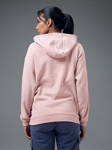 Image of TECHNOSPORT Women's Regular Fit Graphic Print Hooded Neck Full Sleeve Technowarm+ Sweatshirt for Casual & Regular Use