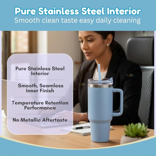 Image of Toy Imagine Stainless Steel Insulated Tumbler with Handle, Lid & Straw | Hot & Cold Large Travel Mug Water Cup for Gym, Office & Outdoor Use | Leakproof | 1200 ml(Blue)