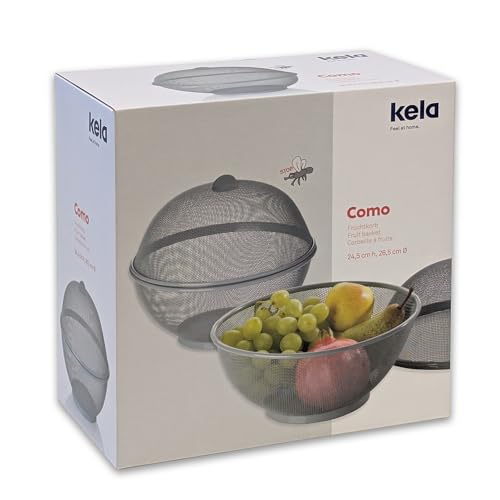 DEMEIHUA Obstkorb Mit Deckel - Fliegenschutz Korb 27cm Grau Vintage Style