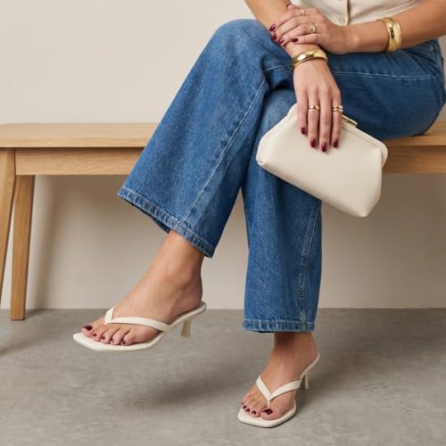 Image of CUSHIONAIRE Miami Kitten Heels for Women, Thong Flip Flop Heeled Sandals with Memory Foam, Slip On Dressy Sandal