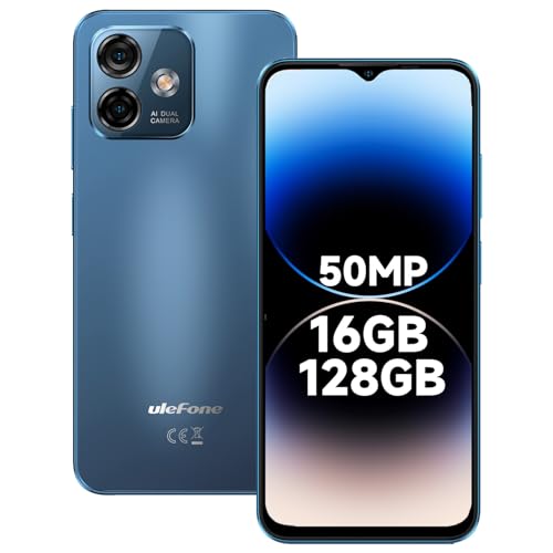 Ulefone NFC - Teléfonos móviles sin SIM desbloqueado, 128 GB ROM, 16 GB RAM, 50 MP, 4G SIM gratis, Android 13, 6.5 pulgadas, Octa Core, 4400 mAh, WiFi 5G, identificación facial de huellas dactilares