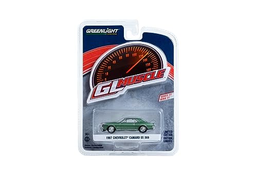 1967 Chevy Camaro SS 369 modelo a escala 1:64 verde miniatura 4