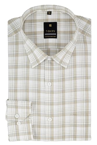 Image of 7-DAYS Men's Premium Checks Formal Shirt - Cotton Rich, Regular Fit, Full Sleeve, with Pocket, Wrinkle Resistant - Stylish Office & Everyday Wear.