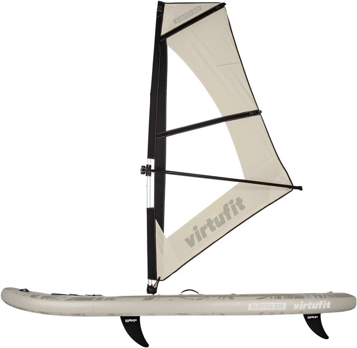 VirtuFit Supboard Surfer 305 Beige - Planche à Paddle Gonflable Convertible En Planche à Voile Avec Accessoires Complets