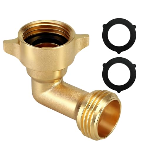 Solid Brass 90 Degree RV Hose Elbow 3/4 Leak-Free Garden Connector 1 pack