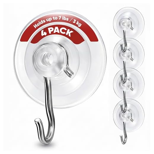 Holiday Joy - World's Strongest All Purpose 2-1/2 inch Suction Cups with Hooks - Made in USA (Large - 4 Pack)