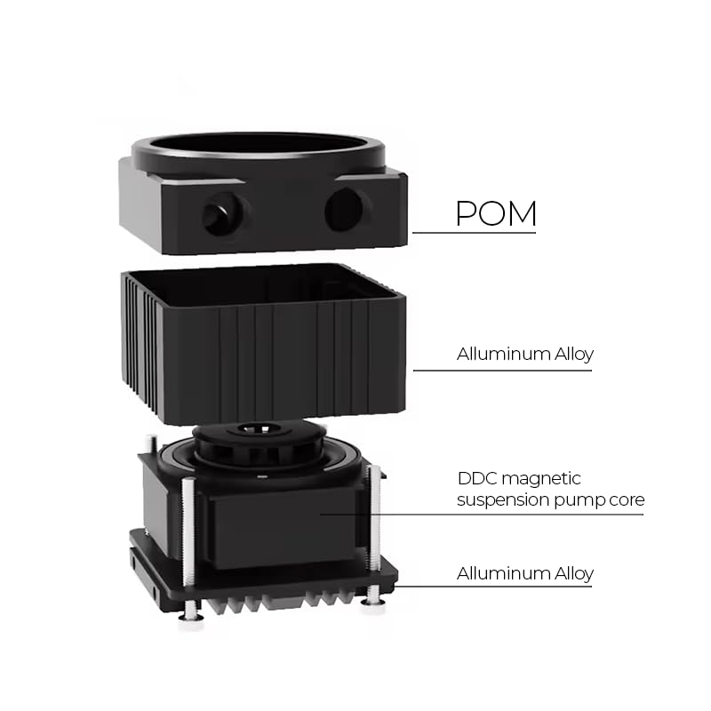 Image of Dracaena.io High Flow 780L /H PC Water Pump Reservoir Combo, 12V 18W Brushless Microprocessor Pump, 5-6m Head, G1 /4 inch Thread, Acrylic+POM Tank 100ml, 4-Pin Connector, Black