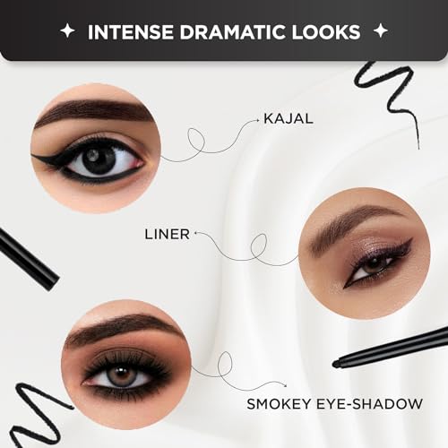 BELLAVITA Intense Drama Kajal, Black, Pigment, Smudge-Proof, Long Lasting, Enriched with Vitamin E & Almond Oil, Glossy, 0.3 g - Image 7