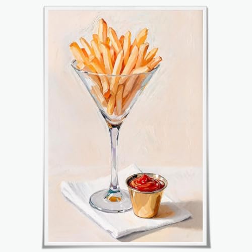 Retro Bar Wall Art French Fries in Martini Glass Poster