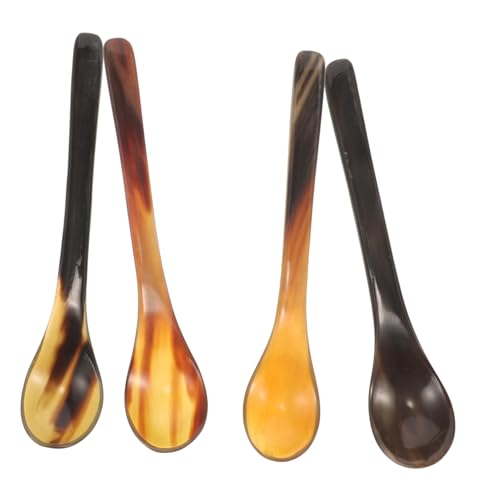 Gadpiparty 4 Stück Teiliges Langer Hornlöffel mit Ergonomischem Griff Vielseitig Einsetzbar als Honiglöffel Kaffeerührer und Dessertlöffel...