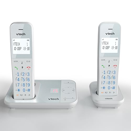 VTech XS1051 téléphone sans Fil à Deux combinés avec répondeur, Téléphone DECT sans Fil, Détection de l'appelant, Amplificateur de Volume, Fonction...