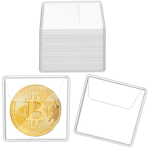 Ysglory 150Pcs Single Pocket Coin Flips Clear Coin Collector Protectors Individual Plastic Sleeves Holders Small Coin Pouch for Jewelry Storage Currency Collectors (2.2 x 2.2 Inch) (Rectangular)