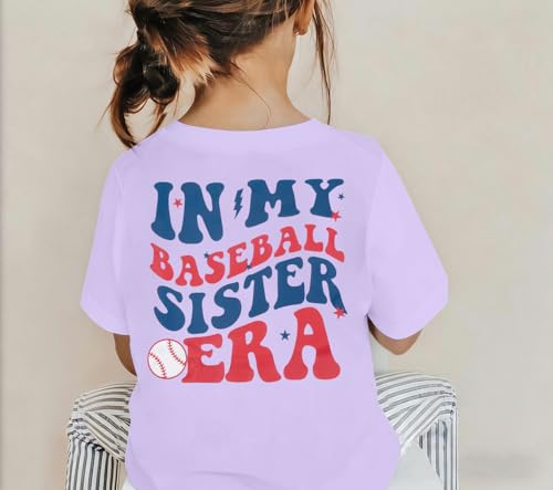 Image of FRYAID Toddler Baseball Sister Shirt Baby Girl Baseball Outfit Big Sister Shirt Birthday Girl T-Shirt Summer Cotton Tee Top