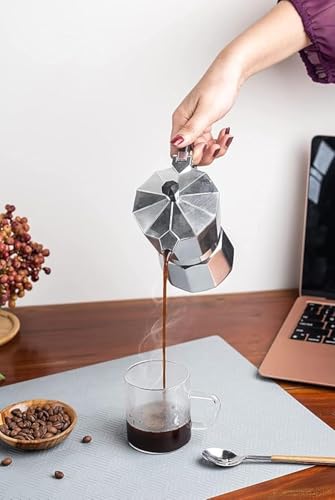 Image of Aluminum Italian Style Stovetop Coffee Maker | Moka Pot Espresso Percolator South Indian Filter Degree Kaapi Decoction | Coffee Machine Brewer Pot for Induction Gas Stove| 6 Cups